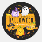 かわいいスプークおもしろいハロウィーンナイト ラウンドシール (正面)