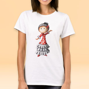 かわいいスペインのセビラナフラメンコダンサーTシャツ Tシャツ