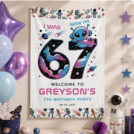 かわいいスペース7歳の誕生日 | 六歳と七歳の子供たち 横断幕