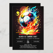 かわいいスポーツオンラインサッカー誕生日 招待状 (正面/裏面)