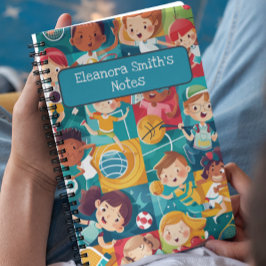 かわいいスポーツキャラクターたち 学校に帰る ノートブック