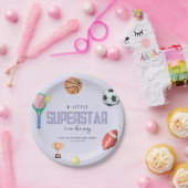 かわいいスポーツスーパースターの女の子パープルベビーシャワー ペーパープレート (パーティー)