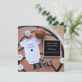 かわいいスポーツバスケットボールの妊娠の発表 招待状 (スタンド正面)