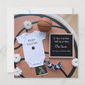 かわいいスポーツバスケットボールの妊娠の発表 招待状 (正面)