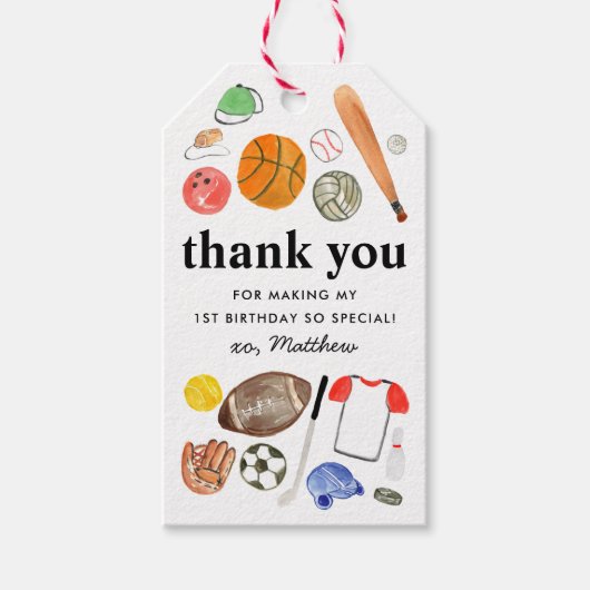 かわいいスポーツボール子供の誕生日お礼 ギフトタグ (正面)