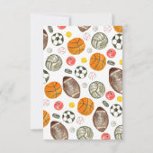 かわいいスポーツボール子供の誕生日お礼 サンキューカード (裏面)