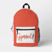 かわいいスポーツ体操選手レッドホワイトグレー プリントバックパック (正面)