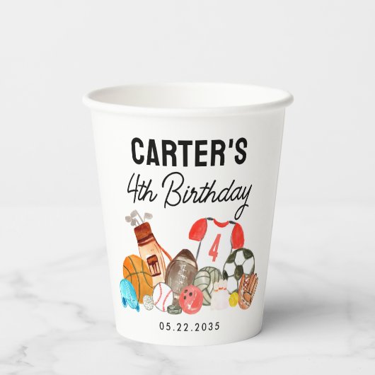 かわいいスポーツ水のカラーボール子供の誕生日のお願い 紙コップ (裏面)