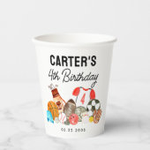 かわいいスポーツ水のカラーボール子供の誕生日のお願い 紙コップ (正面)