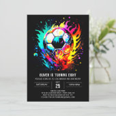 かわいいスポーツ水彩色サッカー誕生日 招待状 (スタンド正面)