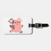 かわいいスポーティな漫画の豚の荷物タグ ラゲッジタグ (正面横)