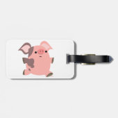 かわいいスポーティな漫画の豚の荷物タグ ラゲッジタグ (裏面横)