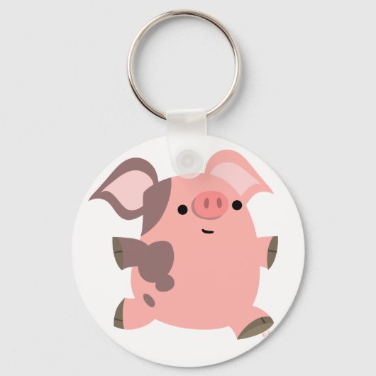 かわいいスポーティな漫画の豚キーチェーン キーホルダー (正面)
