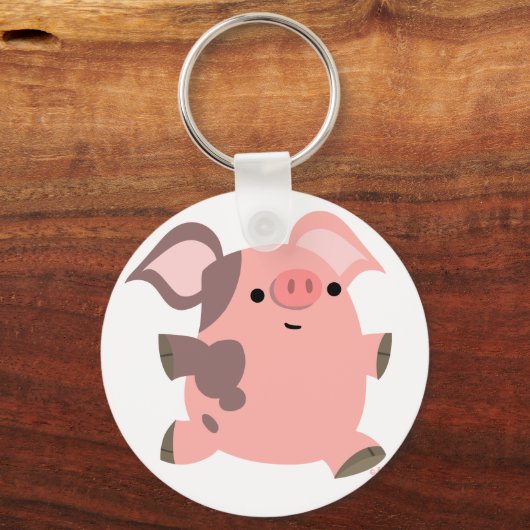 かわいいスポーティな漫画の豚キーチェーン キーホルダー (正面)