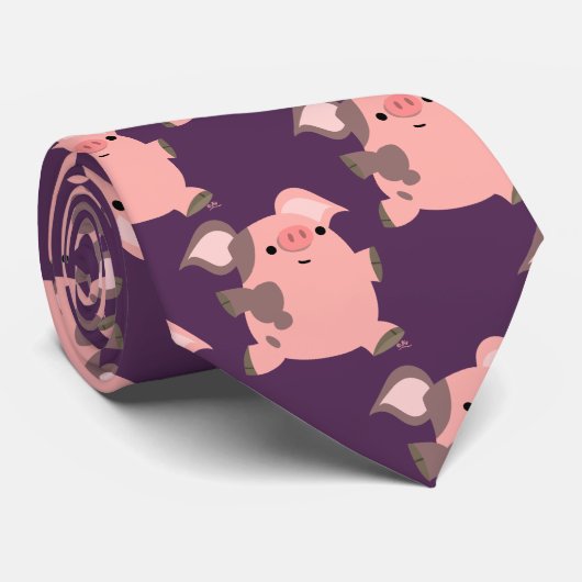 かわいいスポーティな漫画の豚ネクタイ ネクタイ (ロール)