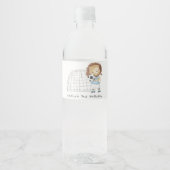 かわいいスポーティサッカープレーヤーライオン子供の誕生日 ペットボトルラベル (正面)