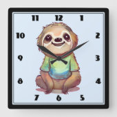 かわいいスマイルのスロー ウェアリングシャツ スクエア壁時計 (正面)