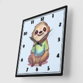 かわいいスマイルのスロー ウェアリングシャツ スクエア壁時計 (傾斜)