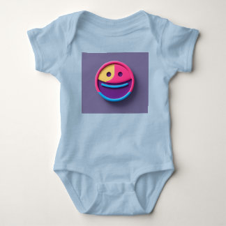 かわいいスマイルエモジ赤ちゃんTシャツ ベビーボディスーツ