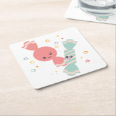 かわいいスマイルキャンディスクエア紙コースター スクエアペーパーコースター (アングル)