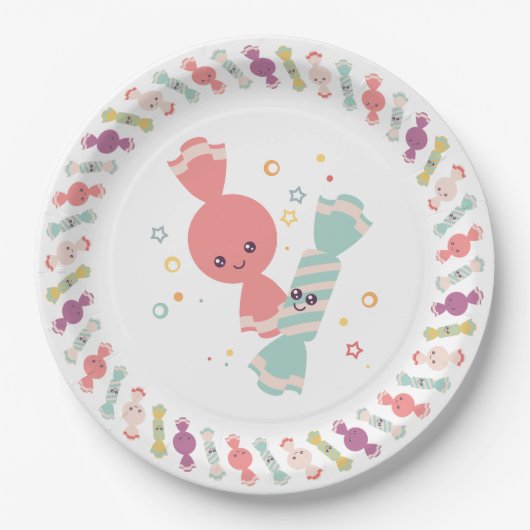 かわいいスマイルキャンディ紙プレート ペーパープレート (正面)