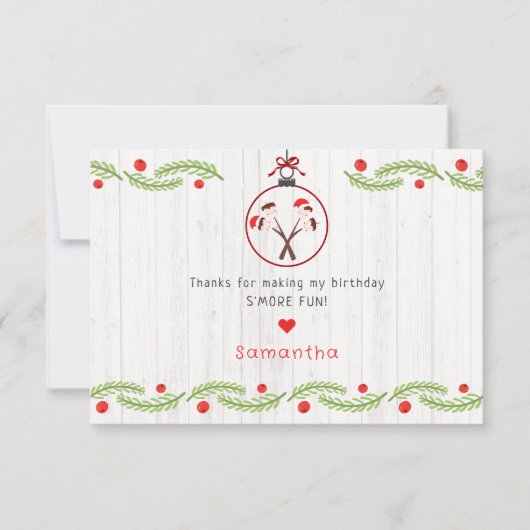 かわいいスマーズマシュマロ子供クリスマス誕生日パーティー サンキューカード (正面)