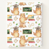 かわいいスマートなフクロウのチョークボード科目名 ノートブック (裏面)