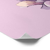 かわいいスミレ水彩猫とフローラ ポスター (角)