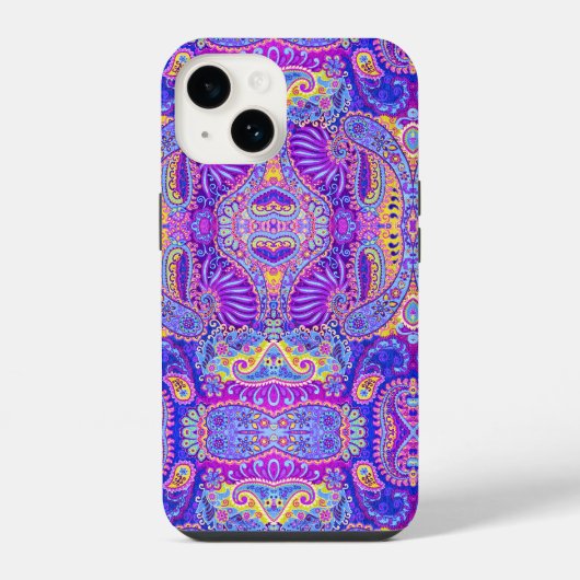 かわいいスミレ色のペイズリー模様 iPhoneケース (裏面)