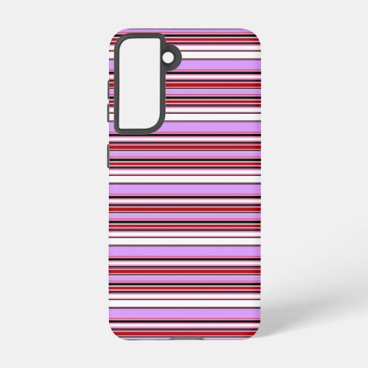 かわいいスミレ色の赤いストライプ SAMSUNG GALAXYケース (裏面)