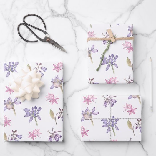 かわいいスミレ花赤ちゃん女の子シャワーギフトお願い ラッピングペーパーシート (正面)