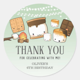 かわいいスモアーズの誕生日感謝祭の緑の飾り ラウンドシール