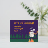 かわいいスモアーズキャンプ旅行またはパーティー 招待状 (スタンド正面)