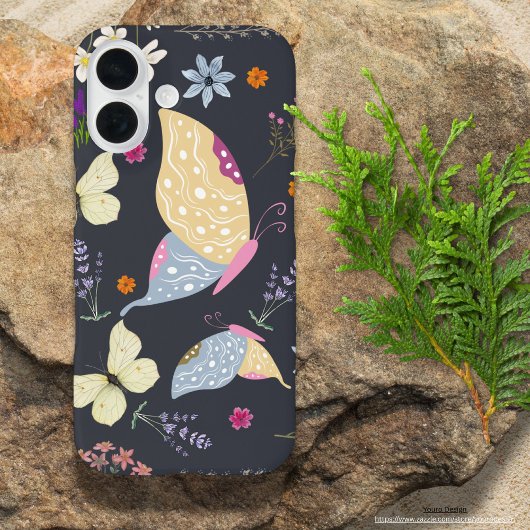 かわいいスモーキーグレー背景植物画 Case-Mate iPhoneケース