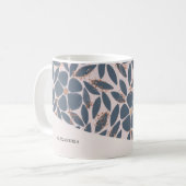 かわいいスモーキー ブルー ピンク フローラル ローズゴールド グリッター マグ (正面左)