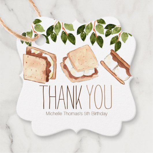 かわいいスモークキャンプ子供の誕生日メッセージカード フェイバータグ (正面)