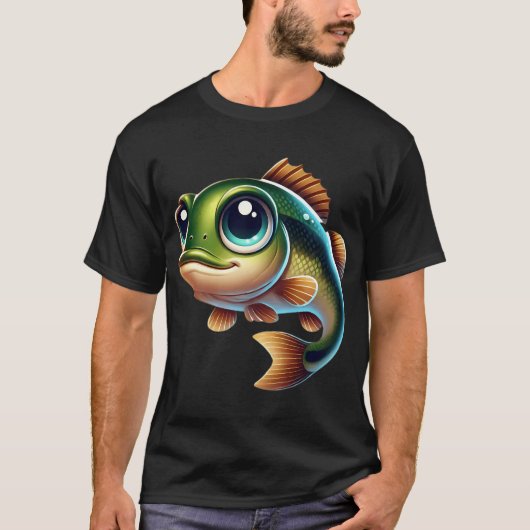 かわいいスモールマウスバスの魚 Tシャツ (正面)