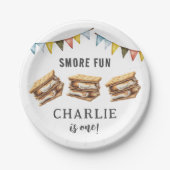 かわいいスモール素朴キャンプ1日の誕生日 ペーパープレート (正面)