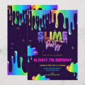 かわいいスライムの誕生日招待状 招待状 (正面/裏面)