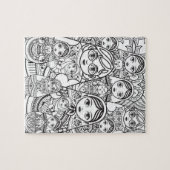 かわいいスラブフォークアート入れ子人形ファミリーカラーリング ジグソーパズル (横)