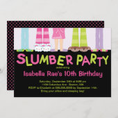 かわいいスランバーパーティーバースデーパーティ招待状 招待状 (正面/裏面)