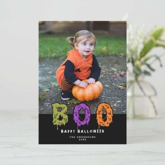 かわいいスリのブー!ハロウィーンフォトホリデーカード シーズンカード (スタンド正面)