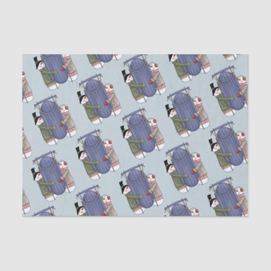 かわいいスリディングスノースカップルティッシュペーパー 薄葉紙 (正面)