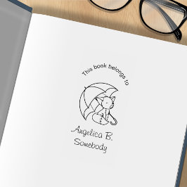 かわいいスリーピリトルキツネアンダーアンブレラ蔵書票 ラバースタンプ