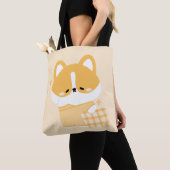 かわいいスリーピーコーギ トートバッグ (クローズアップ)