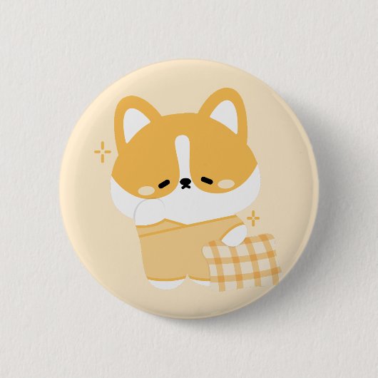 かわいいスリーピーコーギ 缶バッジ (正面)