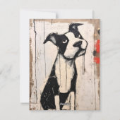 かわいいスリーピーブラックアンドホワイトピットブル シーズンカード (裏面)