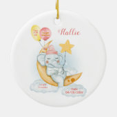 かわいいスリープベビーゾウ誕生の状態 セラミックオーナメント (裏面)