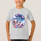 かわいいスリープモードのナマケモノの夜空Tシャツ Tシャツ (正面)
