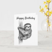 かわいいスロスの誕生日カード カード (黄色い花)